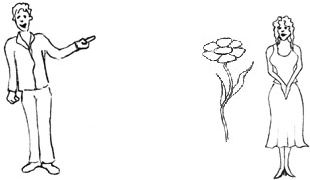 Illustration: En man, en kvinna och en blomma