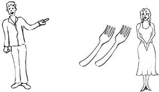 Illustration: En man, en kvinna och två gafflar